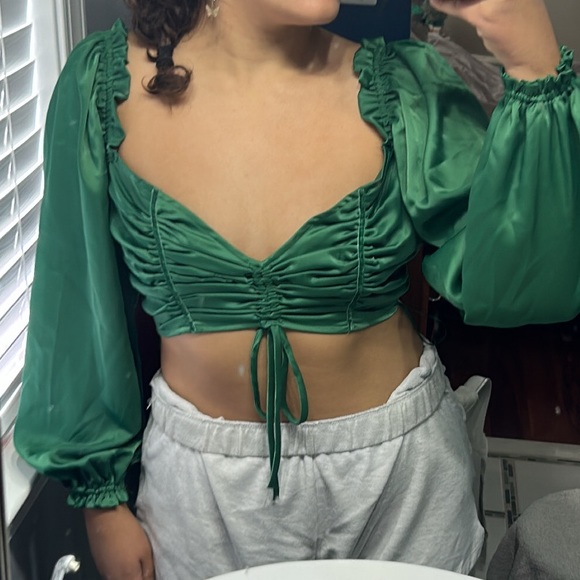 Green UO silky tie top - Picture 1 of 4